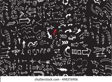 hand-drawn doodle seamless pattern with arrows chalkboard