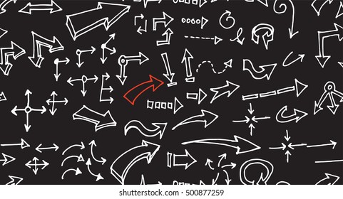 hand-drawn doodle seamless pattern with arrows
