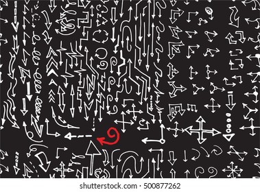 hand-drawn doodle seamless pattern with arrows chalkboard