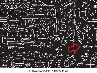 hand-drawn doodle seamless pattern with arrows chalkboard