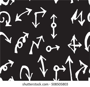 hand-drawn doodle seamless pattern with arrows chalkboard