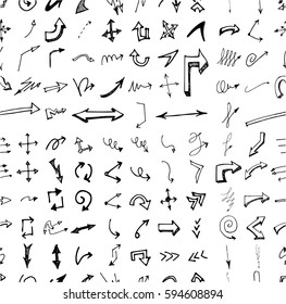 hand-drawn doodle seamless pattern with arrows