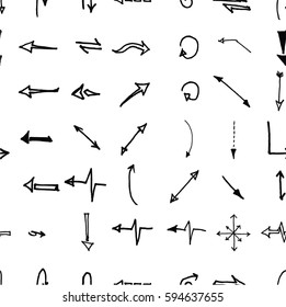 hand-drawn doodle seamless pattern with arrows