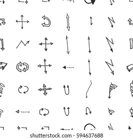 hand-drawn doodle seamless pattern with arrows