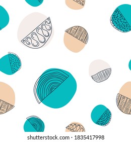 Dodle dibujado a mano sin fisuras con formas de círculo para textil, envoltura y diseño