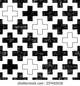 hand-drawn doodle seamless pattern with crosses