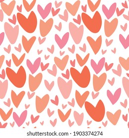 El doodle dibujado a mano es un patrón impecable con corazones y estrellas. Diseñar elementos para el día de San Valentín. Fondo de color de la marina oscura y elementos multicolor.