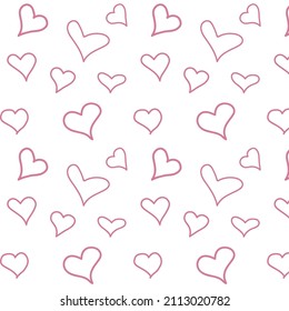 doodle dibujado a mano sin fisuras con corazones