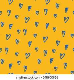 hand-drawn doodle seamless pattern with hearts