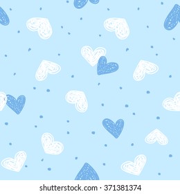 hand-drawn doodle seamless pattern with hearts