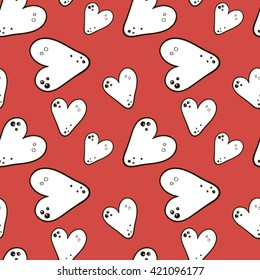 hand-drawn doodle seamless pattern with hearts