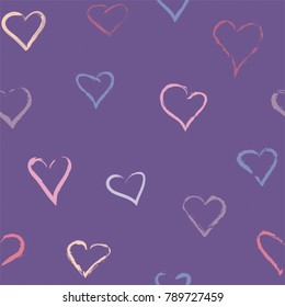 Hand-drawn doodle seamless pattern with hearts. Vector ornament for Valentine's Day, wedding and other romantic events. Can be used for wallpaper, pattern fills, web page background,surface textures