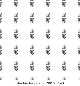 Handdrawn doodle seamless pattern ice cream icon. Hand drawn black sketch. Sign symbol. Decoration element. White background. Isolated. Flat design. Vector illustration.