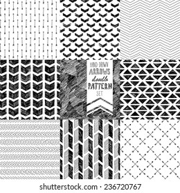 hand-drawn doodle seamless patterns collection