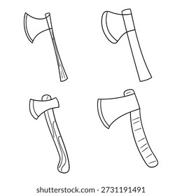 Dibujado a mano doodle conjunto de ejes aislados sobre un fondo blanco. Ilustración vectorial.