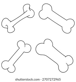 Conjunto de huesos dibujados a mano aislados sobre un fondo blanco. Ilustración vectorial.