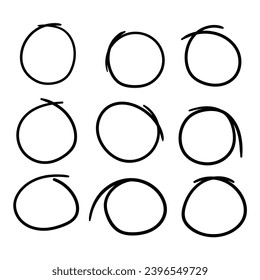 A hand-drawn doodle of a set of circles isolated on a white background. Vector illustration.