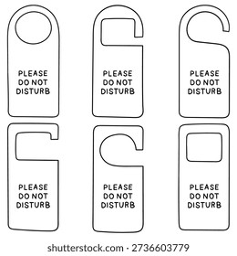 Hand-drawn doodle set of please do not disturb door hangers isolated on a white background. Vector illustration.