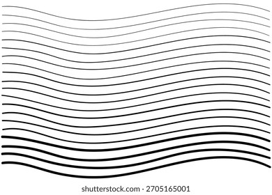 Conjunto de líneas onduladas dibujadas a mano aisladas sobre un fondo blanco. Ilustración vectorial.