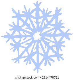Handgezeichnete Doodle eines einzelnen hellblauen Schneeflochs. Vektorgrafik-farbige Illustration einzeln auf transparentem Hintergrund