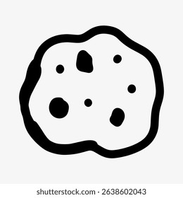 Hand-drawn doodle sketch of a cookie with chocolate chunks. A delicious dessert illustration perfect for bakery logos, food design, menus, and sweet treat branding with a creative touch.