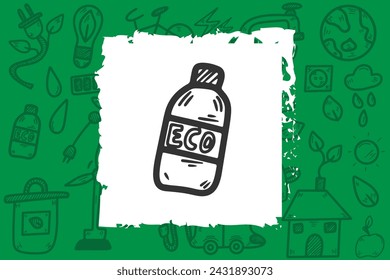 Handgezeichnete Doodle skizziert Öko-Flasche.Vektor-Illustration eps10.Save the planet.