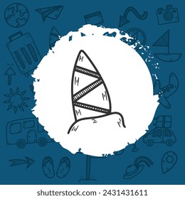 Handdrawn doodle sketched surfing board,vector illustration eps10