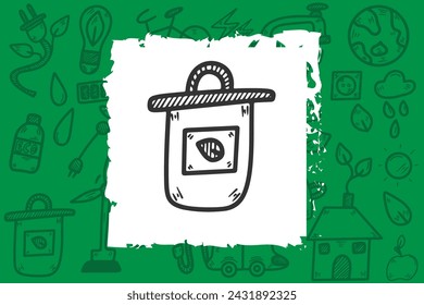 Handdrawn doodle sketched trash can.Part of ecology.Vector illustration eps10.Save the planet.