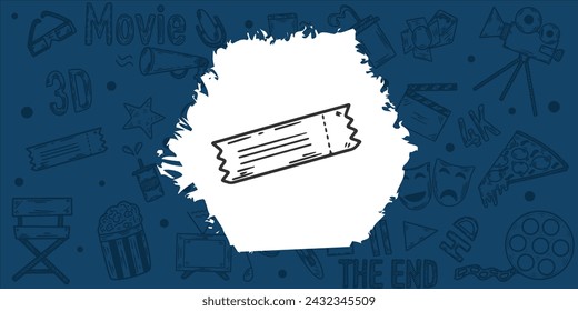 Handdrawn doodle and sketchy 
 cinema ticket, vector illustration 