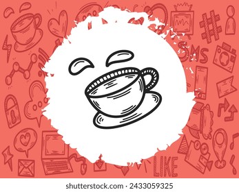 Handdrawn doodle and sketchy, coffee icon,vector illustration