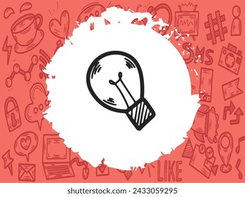 Handdrawn doodle and sketchy, lightbulb icon,vector illustration