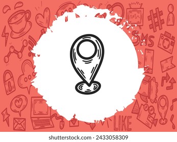 Handdrawn doodle and sketchy, map label icon,vector illustration