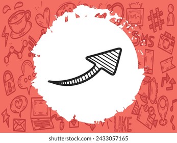 Handdrawn doodle and sketchy, raising arrow icon,vector illustration