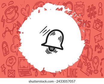 Dibujado a mano garabato y sketchy, icono de campana de anillo, ilustración vectorial