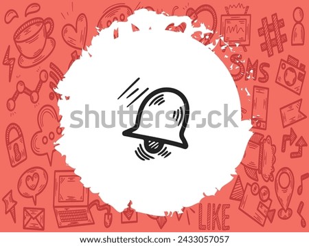 Handdrawn doodle and sketchy, ring bell icon, vector illustration