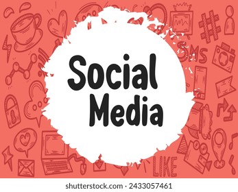 Handdrawn doodle and sketchy, social media background ,vector illustration
