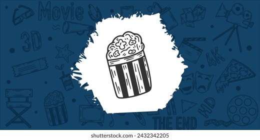 Handgezeichnete Kritzel und skizzenhafte Vektor-Illustration von Popcorn