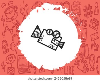 Handdrawn doodle and sketchy, video camera icon,vector illustration