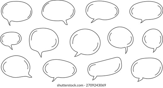 Dibujado a mano Doodle Burbujas de discurso y globos de pensamiento Vector de contorno para la conversación y el diálogo