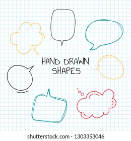 Hand-drawn doodle speech bubbles vector set