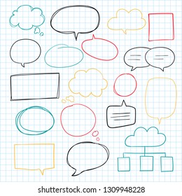 Hand-drawn doodle speech bubbles vector set