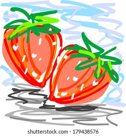 Hand-drawn doodle of strawberries