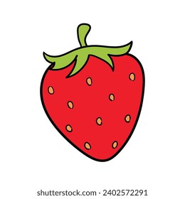 A hand-drawn doodle of a strawberry isolated on a white background. Vector illustration.