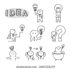 Hand-drawn Doodle Style Creative Idea and Brainstorming Characters Collection.