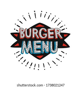 elemento de diseño de estilo de doodle dibujado a mano para menú de hamburguesas