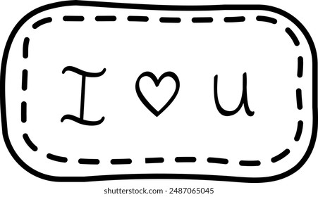 Hand-Drawn Doodle Style "I Love You" Patch Design