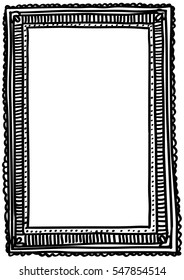 Hand-drawn doodle style picture frame. Line-art, childish drawing. Usable for card, poster, photo, web content, banner, social media.