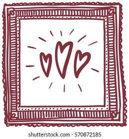 Marco de imagen de estilo doodle dibujado a mano. Dibujo en línea, infantil. Se puede usar para tarjeta, afiche, foto, contenido web, banner, medios sociales.