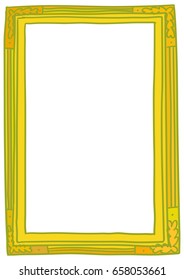 Hand-drawn doodle style picture frame. Line-art, childish drawing. Usable for card, poster, photo, web content, banner, social media. A4 vertical size.