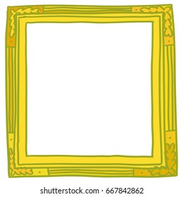 Hand-drawn doodle style picture frame. Line-art, childish drawing. Usable for card, poster, photo, web content, banner, social media. Square size.